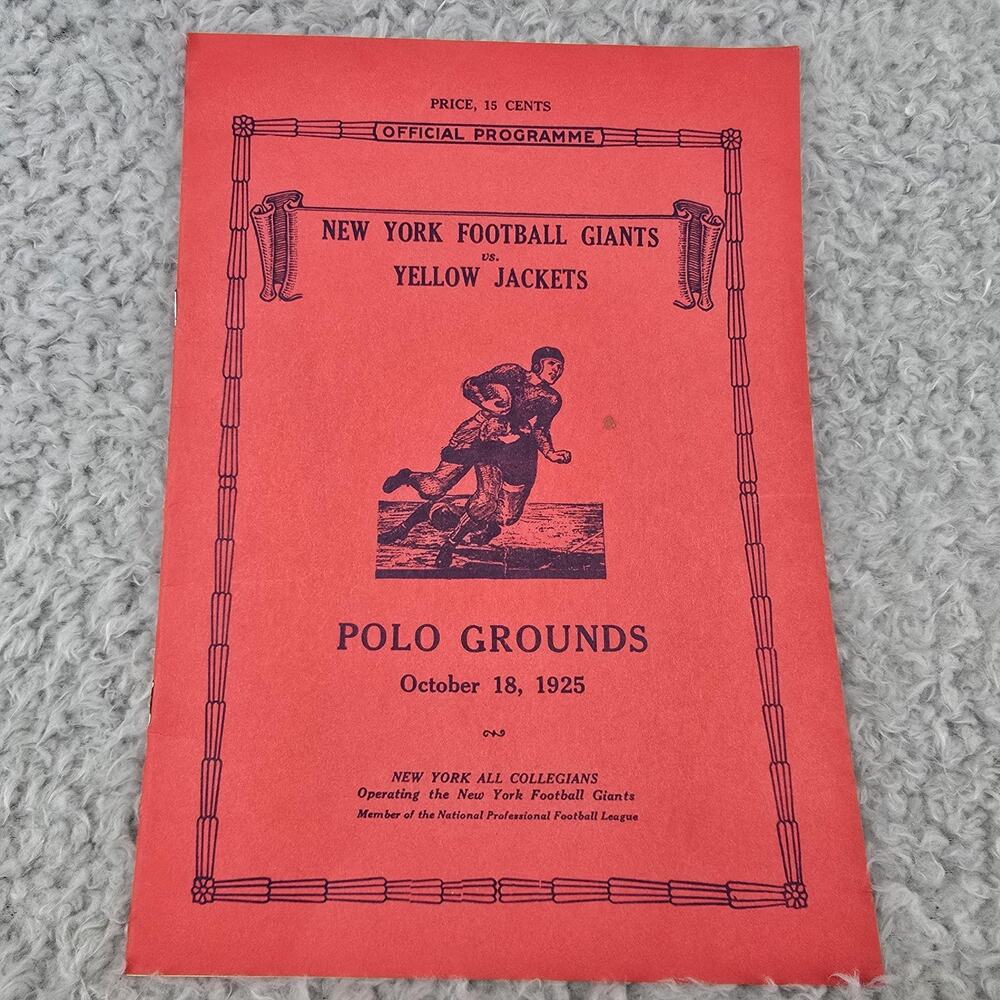 Vintage New York Giants Yellow Jackets Football Game1976 Repro of 1925 Program